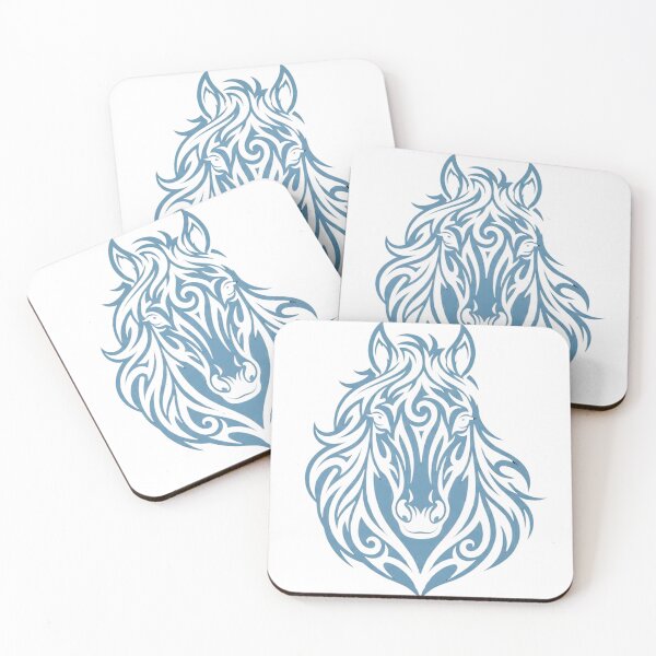 Item preview, Majestic Blue Tribal Horse Head Art designed and sold by The Crimson Halo.