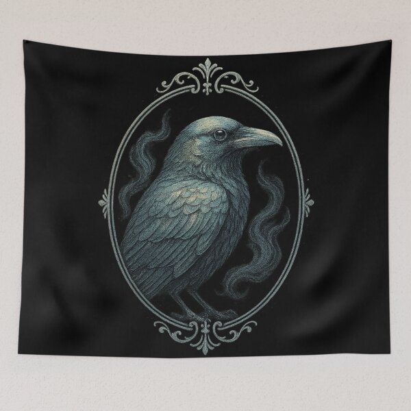 Item preview, Ornate Gothic Raven Portrait with Antique Frame designed and sold by Mouraludia.