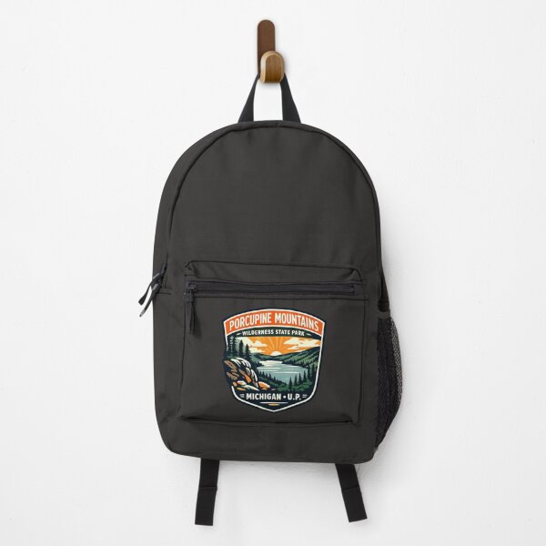 Item preview, Porcupine Mountains Wilderness State Park Michigan Retro Badge designed and sold by American Travels.