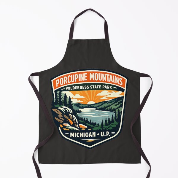 Item preview, Porcupine Mountains Wilderness State Park Michigan Retro Badge designed and sold by American Travels.