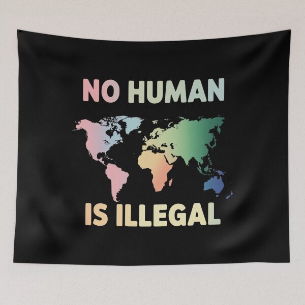 Item preview, No Human is Illegal World Map Immigrant Democrat designed and sold by Slwankol.