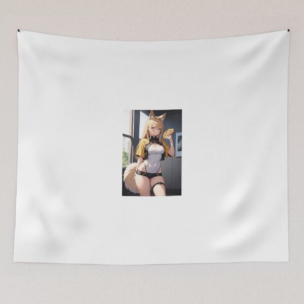 Item preview, Kawaii Blonde Kitsune Girl – Aesthetic Fox Spirit Anime Girl with Cookie Art designed and sold by iloveanimechibi.