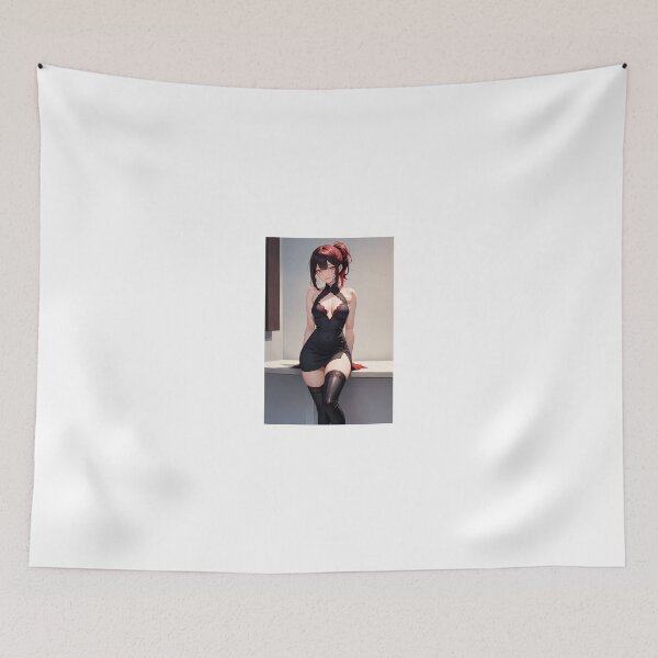 Item preview, Elegant Red Hair Anime Succubus – Gothic Black Lace Dress Aesthetic Art designed and sold by iloveanimechibi.