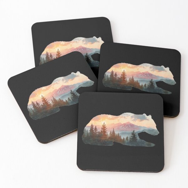 Item preview, Watercolor Bear with Sunset and Forest – Natural and Serene Art designed and sold by All Creative Designer.