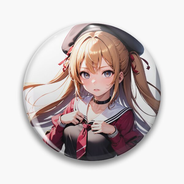 Item preview, Aesthetic Blonde Anime Schoolgirl – Stylish Twintails in Red and Black Uniform Art designed and sold by iloveanimechibi.