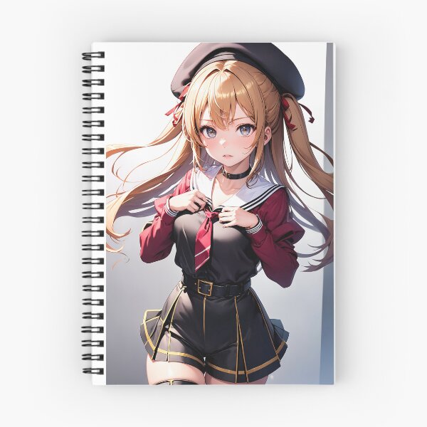 Item preview, Aesthetic Blonde Anime Schoolgirl – Stylish Twintails in Red and Black Uniform Art designed and sold by iloveanimechibi.