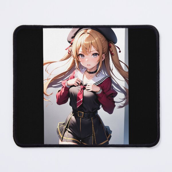 Item preview, Aesthetic Blonde Anime Schoolgirl – Stylish Twintails in Red and Black Uniform Art designed and sold by iloveanimechibi.
