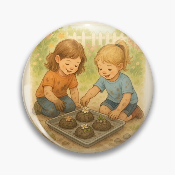 Item preview, Finding Fun in Making Mud Pies – Whimsical Kids Illustration - FunscapeHQ designed and sold by FunscapeHQ.