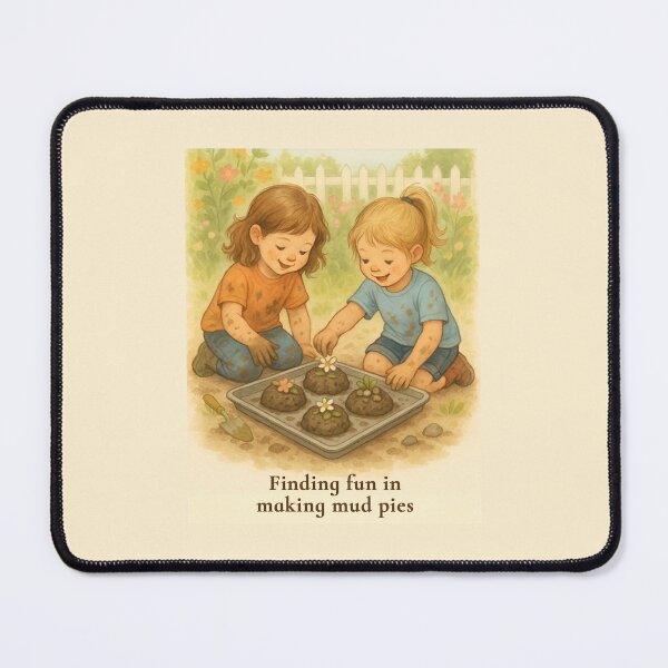 Item preview, Finding Fun in Making Mud Pies – Whimsical Kids Illustration - FunscapeHQ designed and sold by FunscapeHQ.