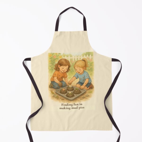 Item preview, Finding Fun in Making Mud Pies – Whimsical Kids Illustration - FunscapeHQ designed and sold by FunscapeHQ.