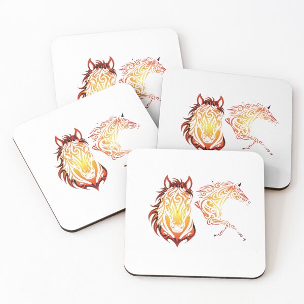 Item preview, Fiery Red Tribal Horse Duo – Spirit of the Flame Art designed and sold by The Crimson Halo.