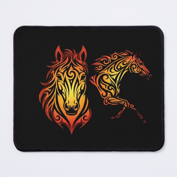 Item preview, Fiery Red Tribal Horse Duo – Spirit of the Flame Art designed and sold by The Crimson Halo.