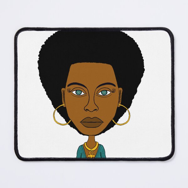 Item preview, Afro Queen with Golden Hoops, Green Eyes & Ankh Symbol. Portrait, Illustration. designed and sold by Eric Sintès.