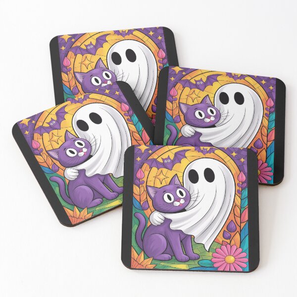 Item preview, Halloween Mosaic Ghost And Cat designed and sold by Rackaam.