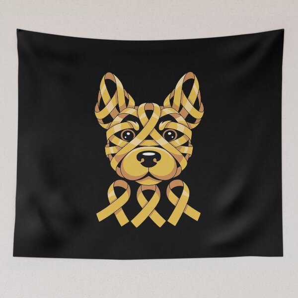 Item preview, Yellow Ribbon Dog Face Sarcoma Bone Cancer Awareness Warrior designed and sold by Rrettgison.