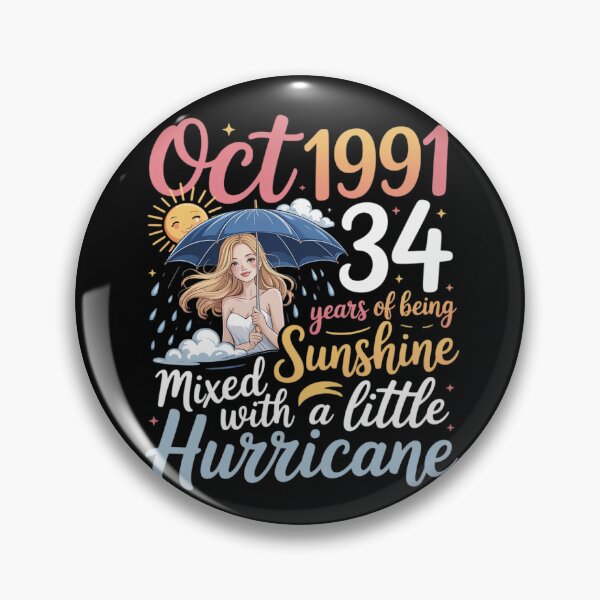 Item preview, Oct 1991 Happy 34 Years of Being Sunshine Mixed A Hurricane designed and sold by ProudForFunny.