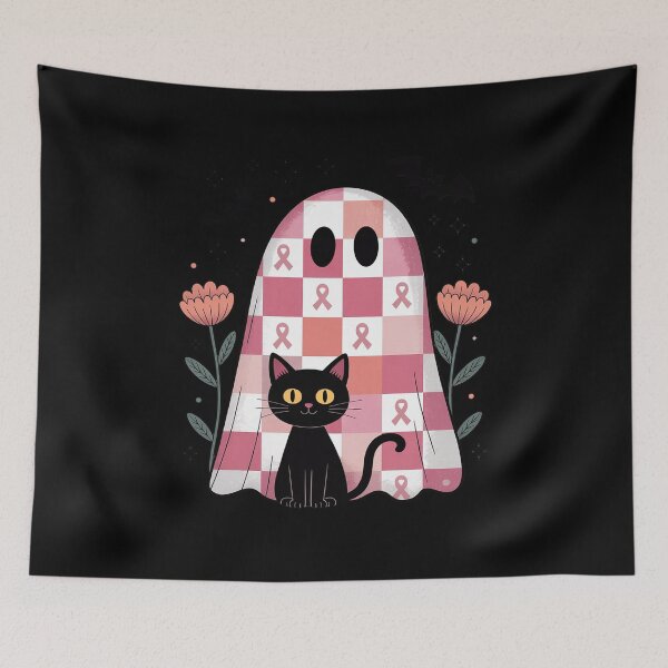 Item preview, October We Wear Pink Breast Cancer Awareness Black Cat designed and sold by ProudForFunny.