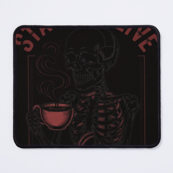 Item preview, Skull Staying Alive Skeleton Drinking Coffee designed and sold by czechascheledu.