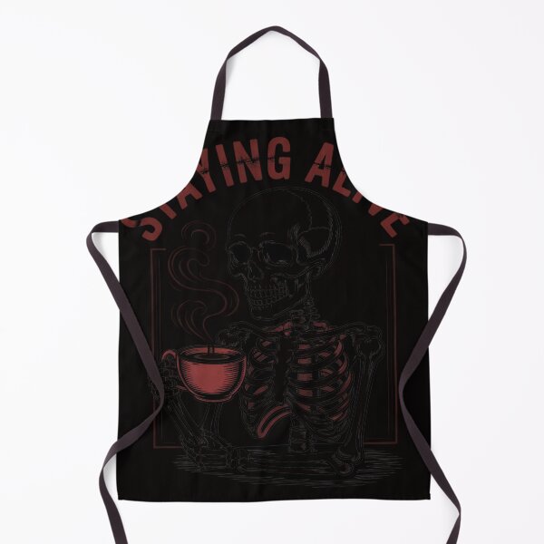 Item preview, Skull Staying Alive Skeleton Drinking Coffee designed and sold by czechascheledu.
