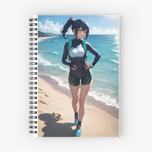 Item preview, Mio Fujimori - Athletic Beach Anime Girl Scuba Wetsuit Illustration designed and sold by iloveanimechibi.