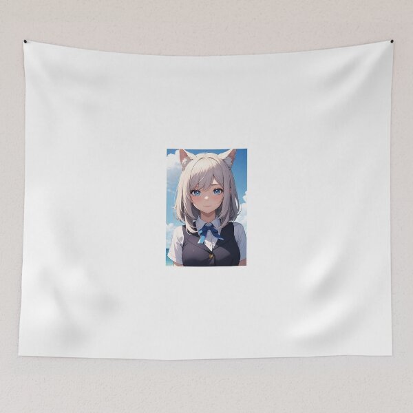 Item preview, Mokuda Notori - Sweet White Cat Girl Anime Schoolgirl Coastal Aesthetic designed and sold by iloveanimechibi.