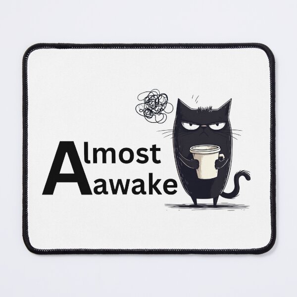 Item preview, Almost Awake – Sleepy Grumpy Cat With Coffee Minimal Design designed and sold by shuttersnook.
