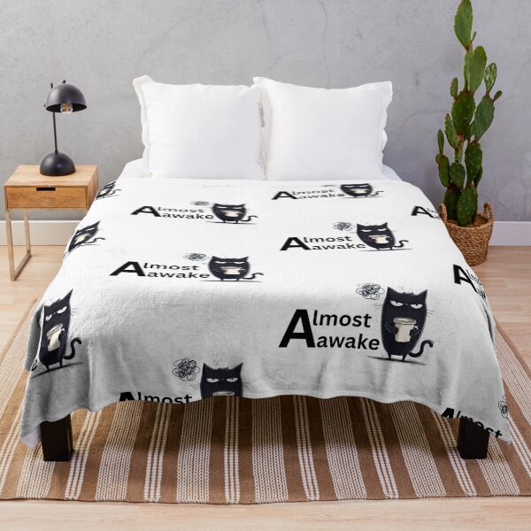 Item preview, Almost Awake – Sleepy Grumpy Cat With Coffee Minimal Design designed and sold by shuttersnook.