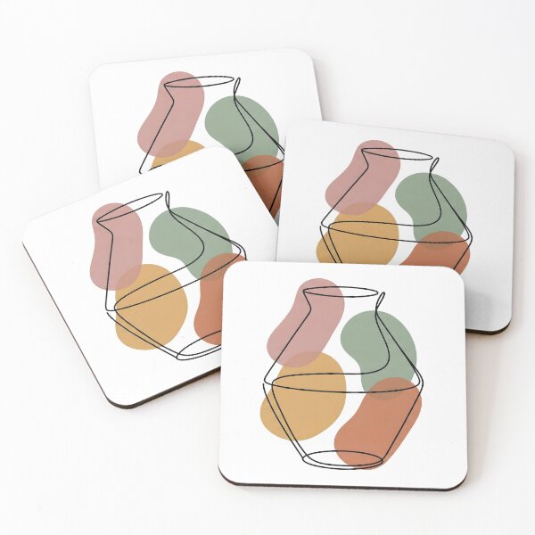 Item preview, Abstract Vase Line Art with Boho Color Shapes designed and sold by Strip to Stick.