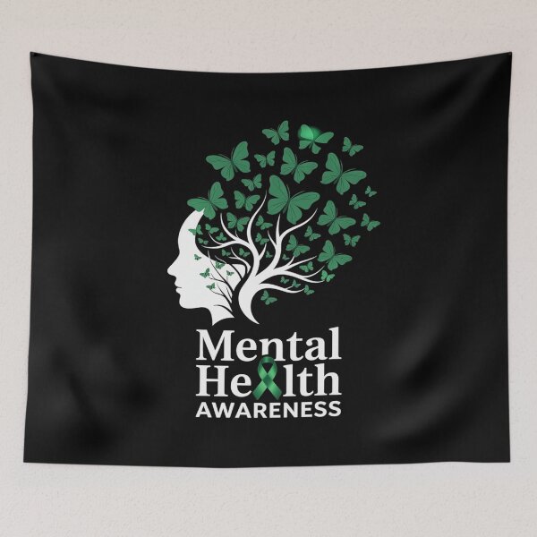 Item preview, Womens Mental Health Awareness Butterflies Green Ribbon Girl designed and sold by RonnasJackson.