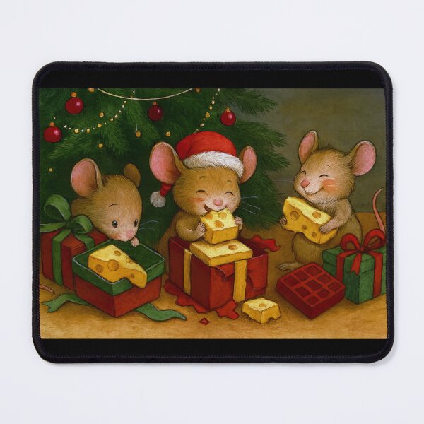 Item preview, Three Excited Little Mice Opening Their Christmas Presents  designed and sold by CarolM.
