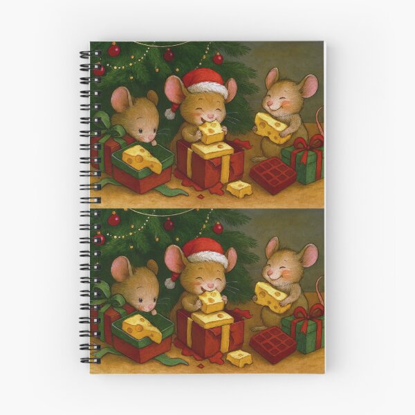 Item preview, Three Excited Little Mice Opening Their Christmas Presents  designed and sold by CarolM.