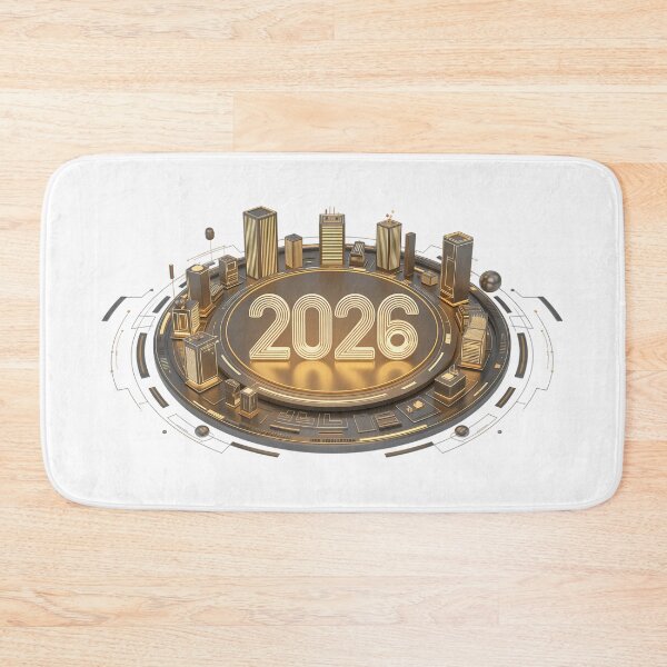 Item preview, Futuristic 2026 Cityscape Sticker – 3D Digital Skyline and Neon Glow designed and sold by FestivityFinds.