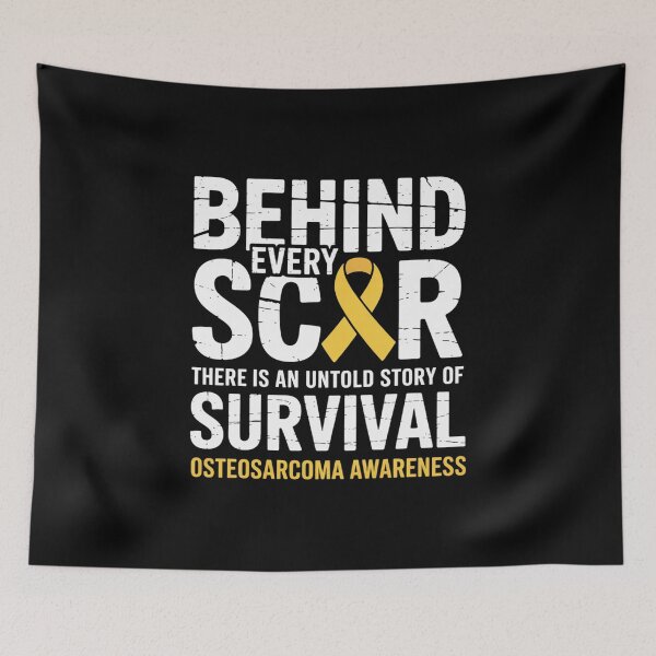 Item preview, Bone Cancer Yellow Ribbon Behind Scar Osteosarcoma Awareness designed and sold by RonnasJackson.