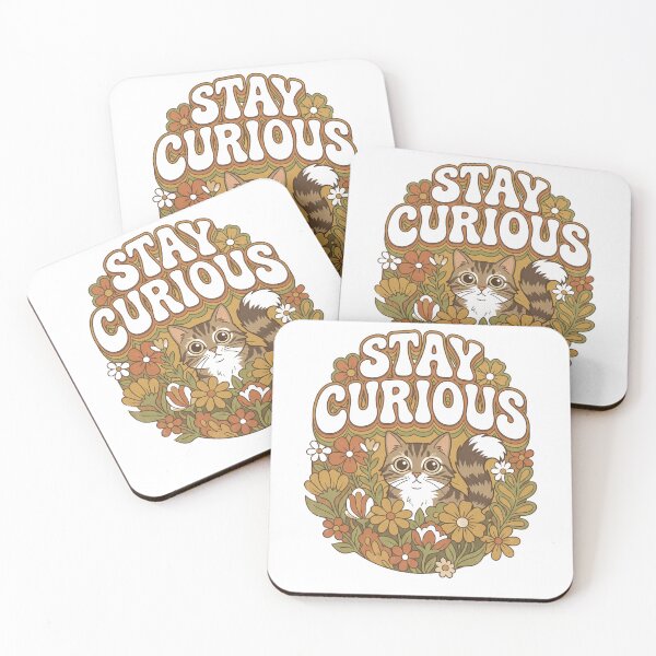 Item preview, Stay Curious Retro Cat Vintage Floral 70s Quote designed and sold by Quillway.