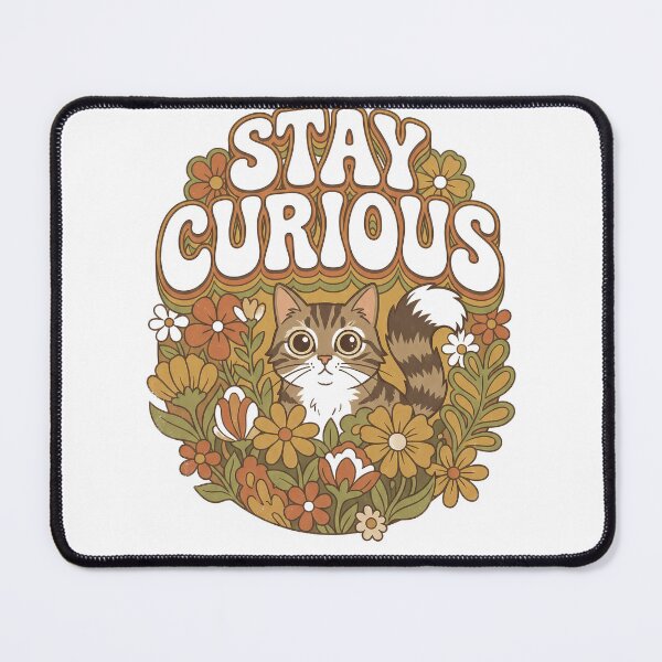 Item preview, Stay Curious Retro Cat Vintage Floral 70s Quote designed and sold by Quillway.