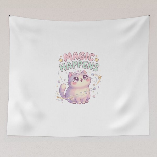 Item preview, Magic Happens Kawaii Cat Cute Sparkle Whimsical Gift designed and sold by Quillway.