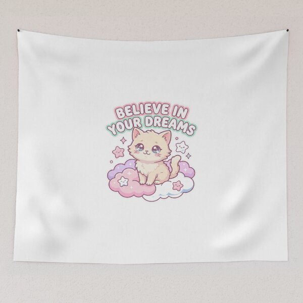 Item preview, Believe In Your Dreams Kawaii Kitten Cute Cloud designed and sold by Quillway.