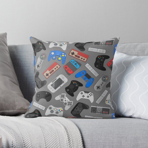 Video game controller background Gadgets seamless pattern Throw Pillow