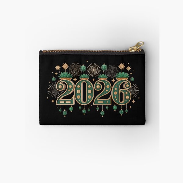 Item preview, Stylized 2026 New Year Design – Green and Gold Fireworks with Ornaments T-shirt designed and sold by FestivityFinds.