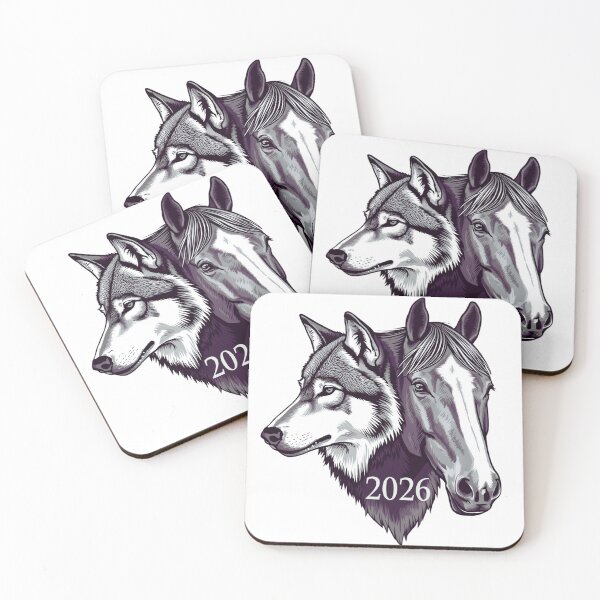 Item preview, Wolf and Horse Split Portrait — Spirit Animal Logo Design with 2026 Typography designed and sold by Erik Visnievskij.