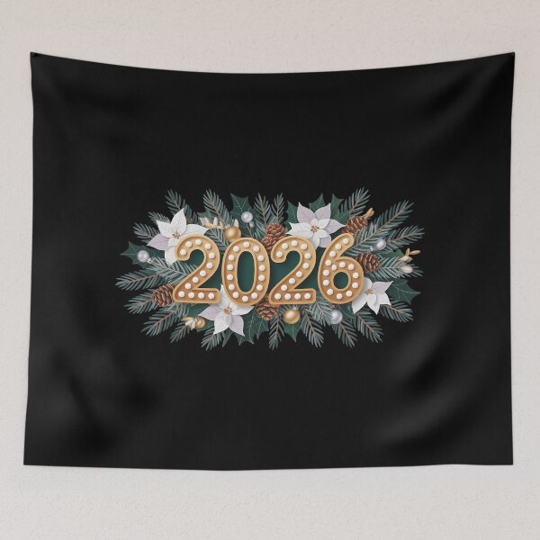 Item preview, 2026 Christmas Holiday Wreath Design – Festive Poinsettias, Ornaments, and Pine Cones T-shirt designed and sold by FestivityFinds.