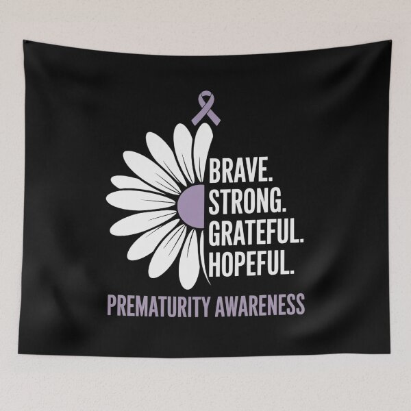 Item preview, Brave Strong - Prematurity Awareness Purple ribbon floral designed and sold by catsdothingz.