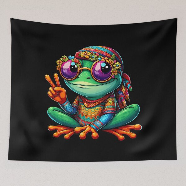 Item preview, Peace Love Frog Flower Child Bohemian Style designed and sold by odemsysyobst.