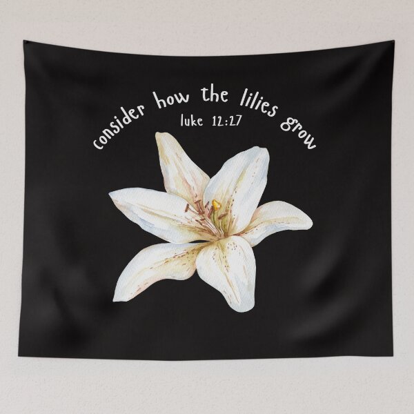 Item preview, Consider how the lilies grow, bible scripture, botanical, faith base  designed and sold by loveforallages.