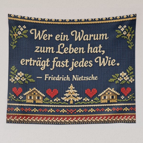 Item preview, Friedrich Nietzsche quote, beautiful knitted picture designed and sold by Mauswohn.