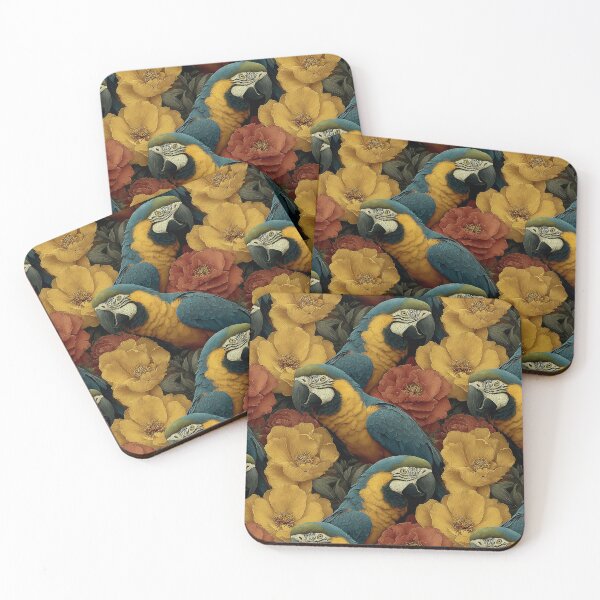 Item preview, Blue and Gold Macaws Among Tropical Blooms designed and sold by Art of Ngu.