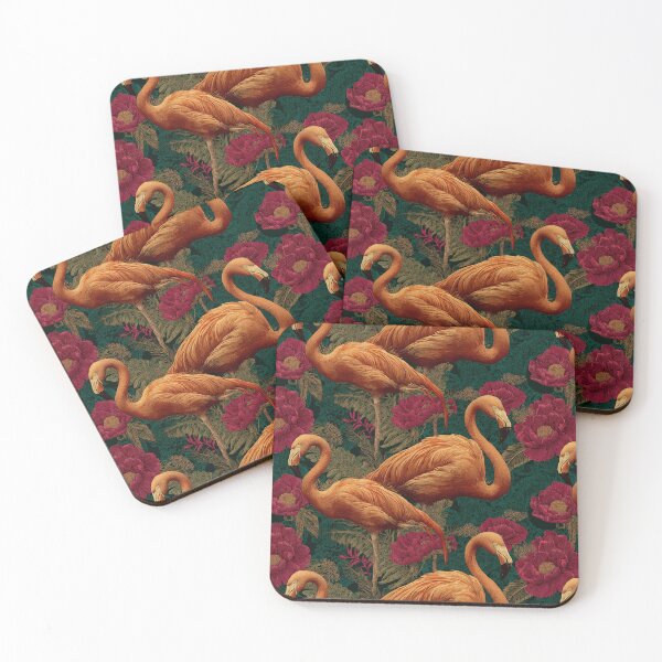 Item preview, Flamingos and Crimson Blooms in Jungle Elegance designed and sold by Art of Ngu.