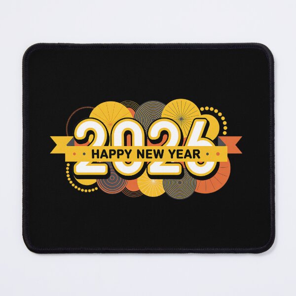Item preview, 2026 Happy New Year Greeting Card – Bold Geometric Design with Yellow and Orange Elements designed and sold by FestivityFinds.