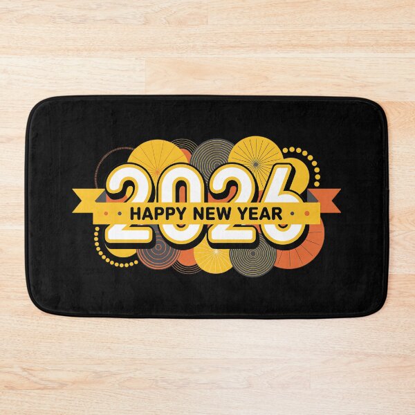 Item preview, 2026 Happy New Year Greeting Card – Bold Geometric Design with Yellow and Orange Elements designed and sold by FestivityFinds.