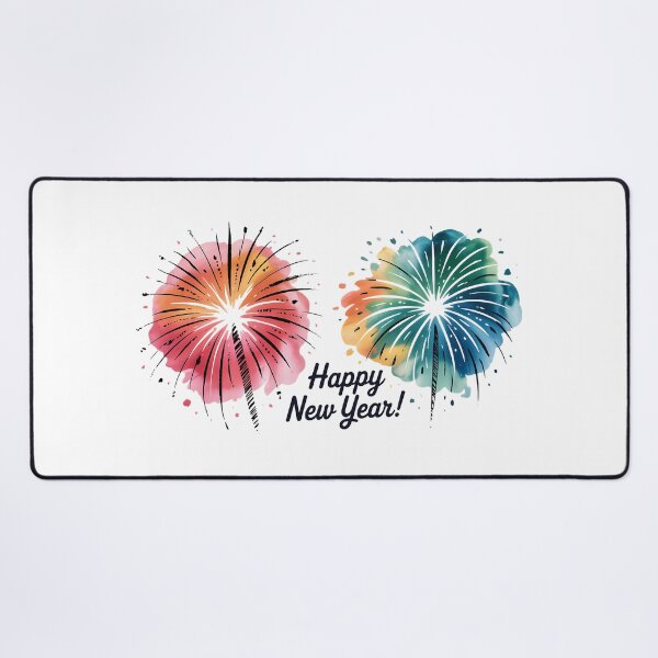 Item preview, Colorful Fireworks Happy New Year 2026 Watercolor Greeting Card Design designed and sold by FestivityFinds.